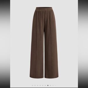 Cider mid-waist elastic Brown Wide-Leg trousers